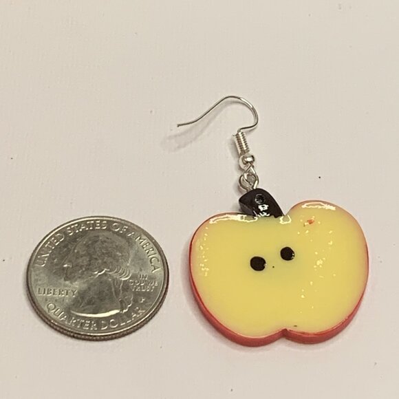 Apple Earring, Fruit Earring, Teacher Earring, Funny Food Earring, Educator Gift - Picture 5 of 6